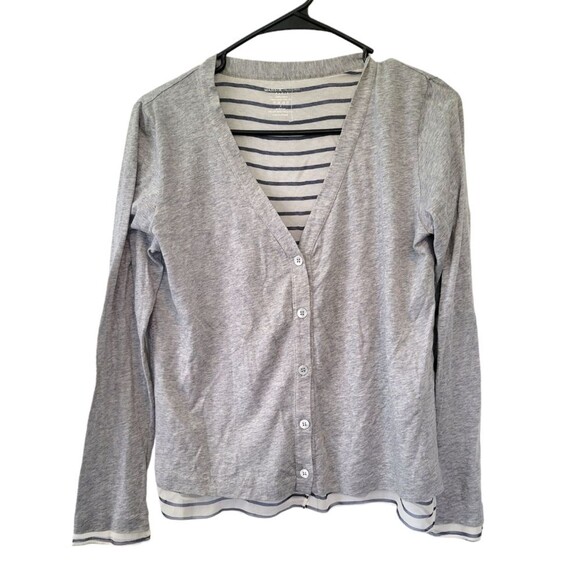 Majestic Filatures Paris Gray Cotton Silk Contrast Cardigan Size 2 -Small - Picture 1 of 5